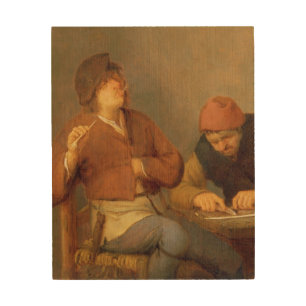 Two Smokers in an Interior, 1643 Wood Wall Decor
