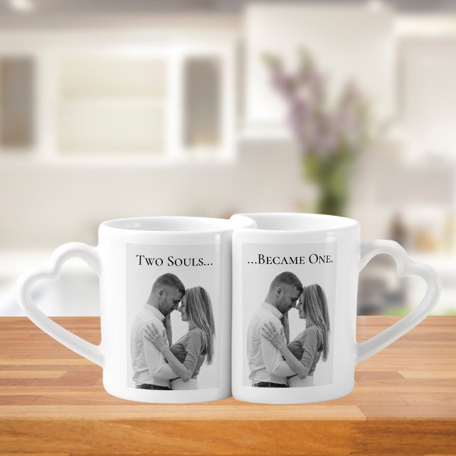 Two Souls Became One Wedding Couple  Coffee Mug Set (Wedding Couple Mug Two Souls Became One)