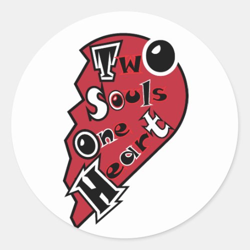 Two Souls One Heart Classic Round Sticker