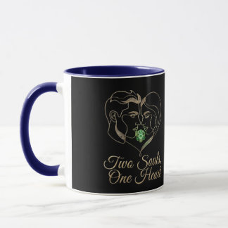 Two Souls, One Heart – Elegant Romantic Line Art   Mug