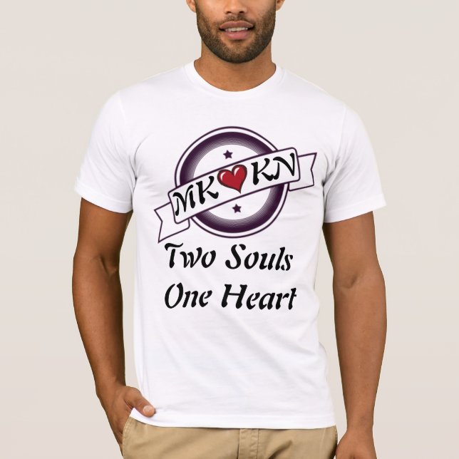 Two Souls, One Heart – Personalized Couple T‑Shirt T-Shirt (Front)