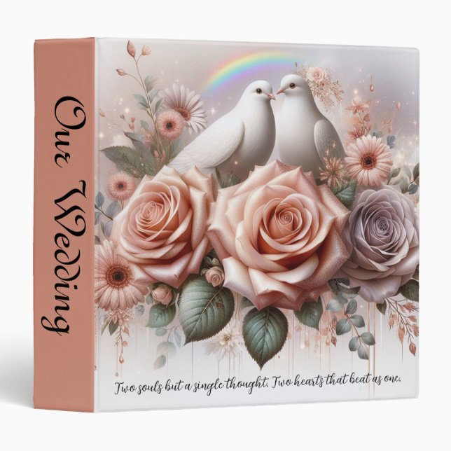 Two Souls Wedding Quote Personalized 3 Ring Binder (Front/Spine)