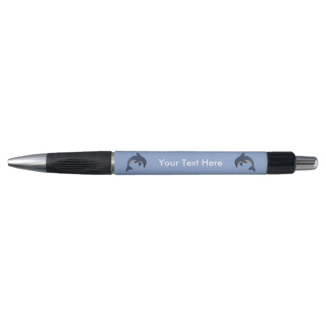 Two sparkle like Jumping Dolphins Dark blue White Pen (Front)
