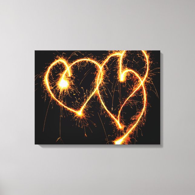Two Sparkler Hearts Canvas Print (Front)