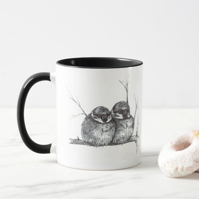Two sparrows mug (With Donut)
