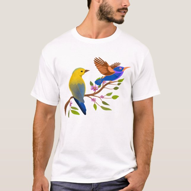 Two sparrows sitting on a tree branch T-Shirt (Front)