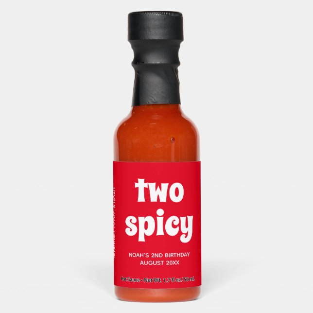 Two Spicy 2nd Birthday Party Favor Hot Sauce (Front)
