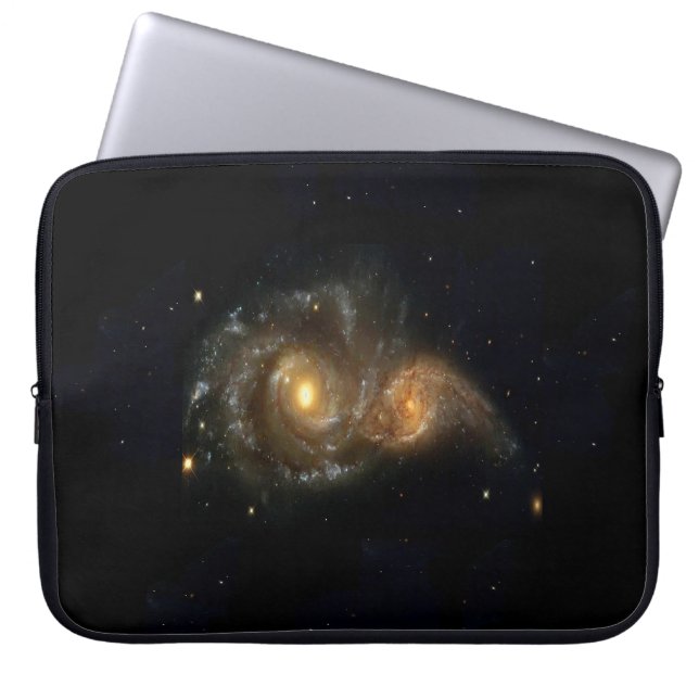 Two Spiral Galaxies Collide Neoprene Sleeve 15" (Front)