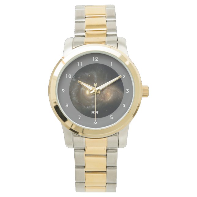 Two Spiral Galaxies Collide Two Tone Personal Watch (Front)