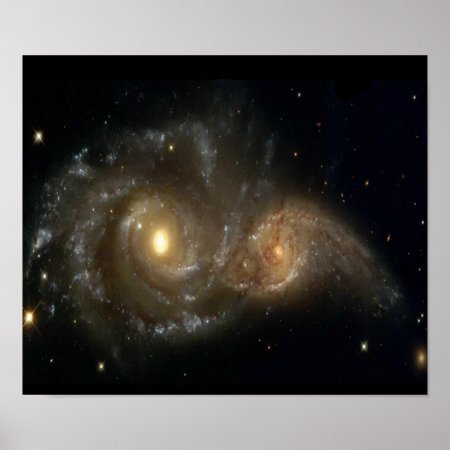 Two Spiral Galaxies Colliding Poster