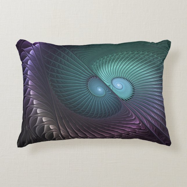 Two Spirals Colorful Modern Abstract Fractal Art Accent Pillow (Front)