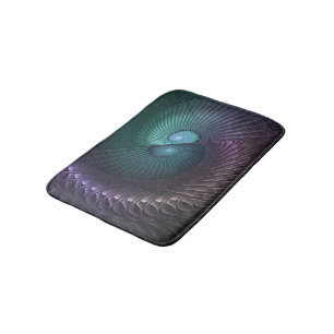 Two Spirals Colorful Modern Abstract Fractal Art Bath Mat