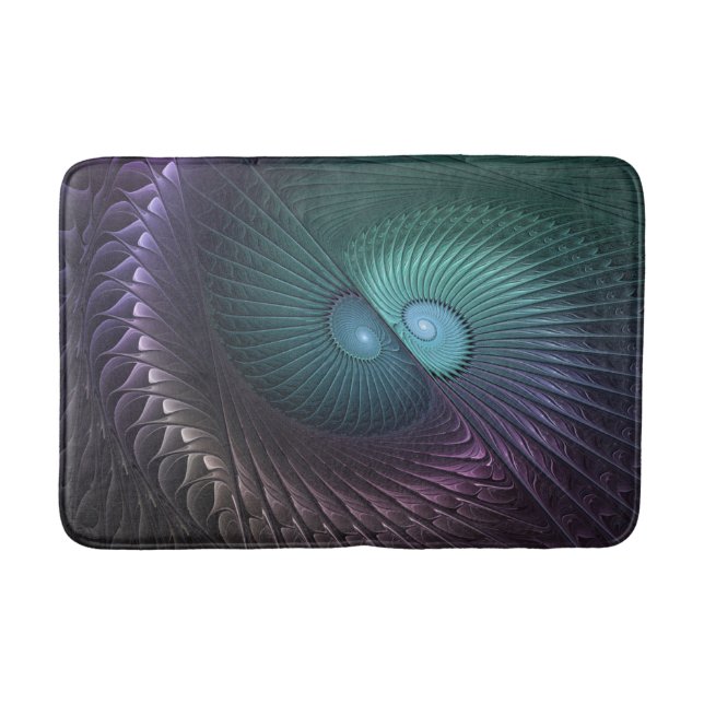 Two Spirals Colorful Modern Abstract Fractal Art Bath Mat (Front)