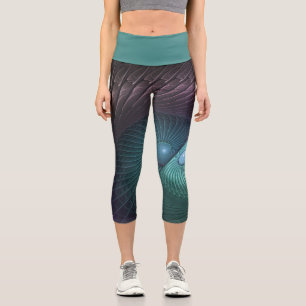 Two Spirals Colorful Modern Abstract Fractal Art Capri Leggings