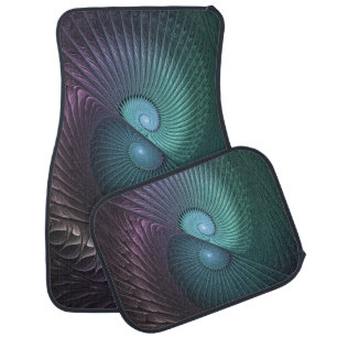 Two Spirals Colorful Modern Abstract Fractal Art Car Floor Mat