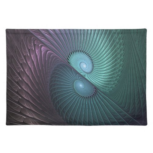 Two Spirals Colorful Modern Abstract Fractal Art Cloth Placemat