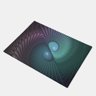 Two Spirals Colorful Modern Abstract Fractal Art Doormat
