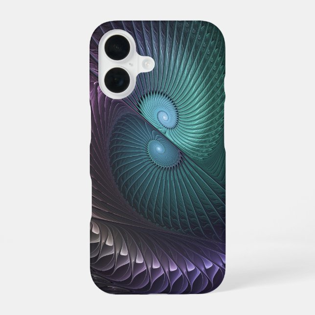 Two Spirals Colorful Modern Abstract Fractal Art iPhone Case (Back)