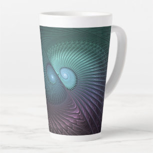 Two Spirals Colorful Modern Abstract Fractal Art Latte Mug