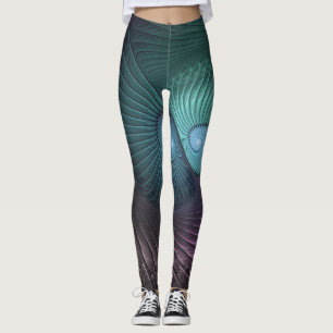 Two Spirals Colorful Modern Abstract Fractal Art Leggings