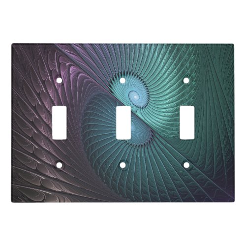 Two Spirals Colorful Modern Abstract Fractal Art Light Switch Cover