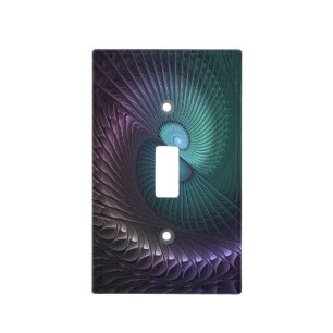 Two Spirals Colorful Modern Abstract Fractal Art Light Switch Cover
