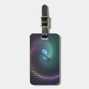 Two Spirals Colorful Modern Abstract Fractal Art Luggage Tag