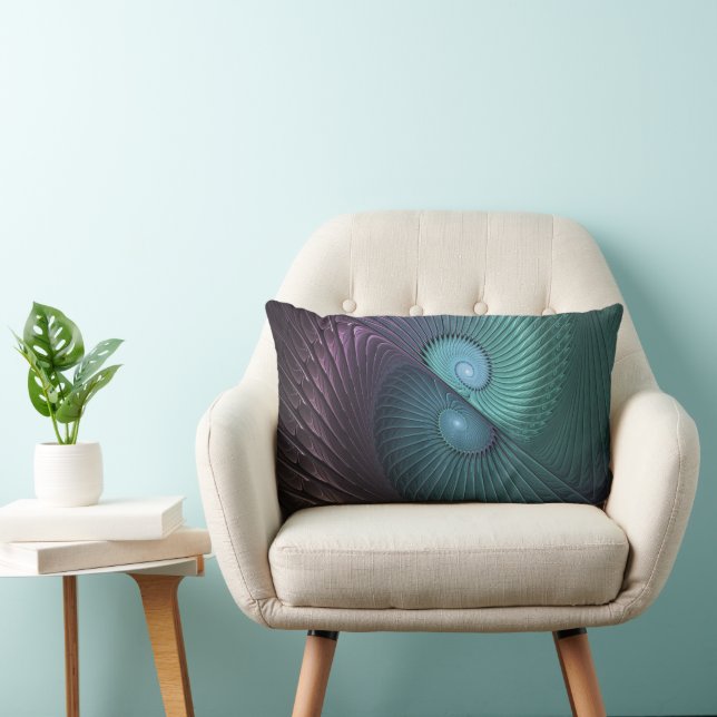 Two Spirals Colorful Modern Abstract Fractal Art Lumbar Pillow (Chair)
