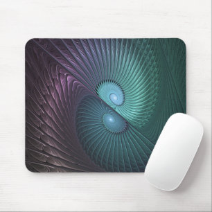 Two Spirals Colorful Modern Abstract Fractal Art Mouse Pad