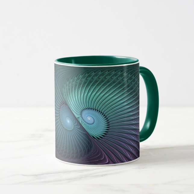 Two Spirals Colorful Modern Abstract Fractal Art Mug (Front Right)