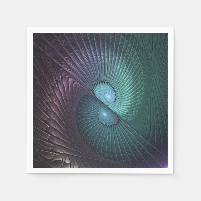Two Spirals Colorful Modern Abstract Fractal Art Napkins (Front)