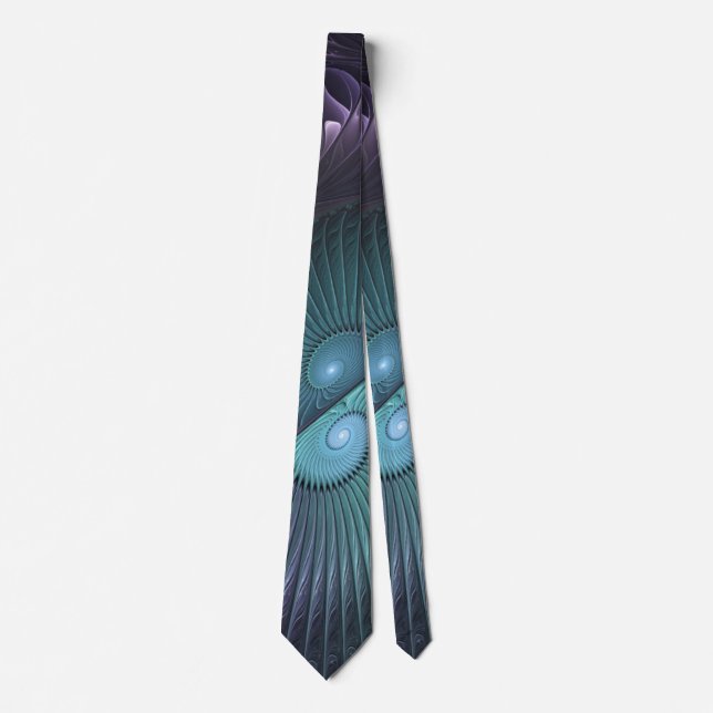 Two Spirals Colorful Modern Abstract Fractal Art Neck Tie (Front)