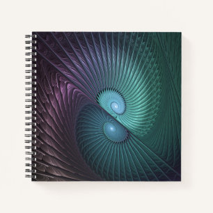 Two Spirals Colorful Modern Abstract Fractal Art Notebook