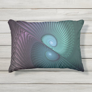 Two Spirals Colorful Modern Abstract Fractal Art Outdoor Pillow