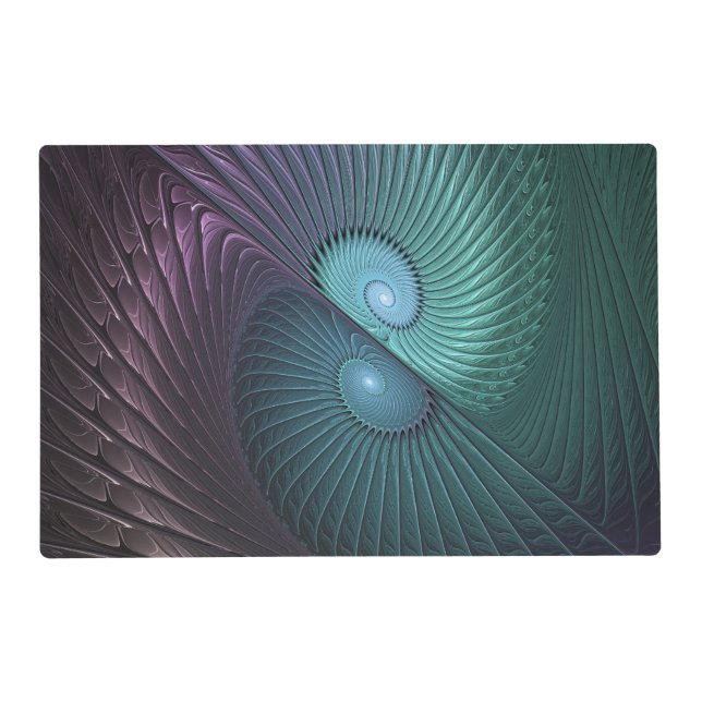 Two Spirals Colorful Modern Abstract Fractal Art Placemat (Front)