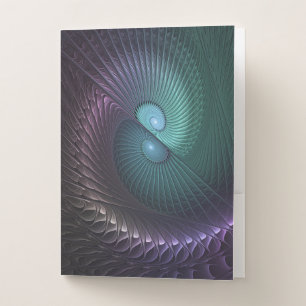 Two Spirals Colorful Modern Abstract Fractal Art Pocket Folder