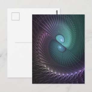 Two Spirals Colorful Modern Abstract Fractal Art Postcard