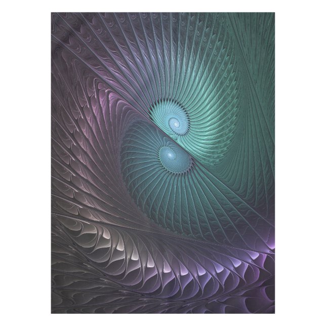 Two Spirals Colorful Modern Abstract Fractal Art Tablecloth (Front)