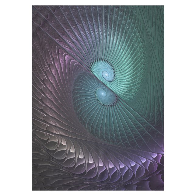 Two Spirals Colorful Modern Abstract Fractal Art Tablecloth (Front)
