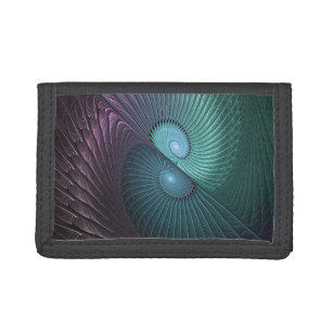 Two Spirals Colorful Modern Abstract Fractal Art Tri-fold Wallet