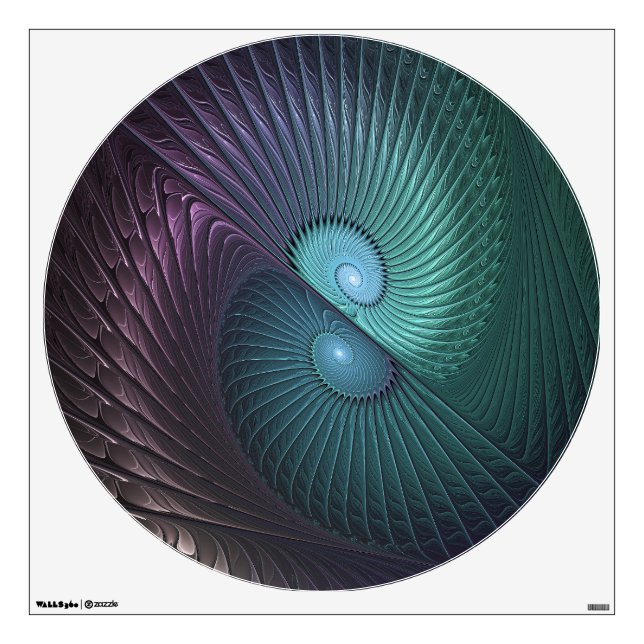 Two Spirals Colorful Modern Abstract Fractal Art Wall Decal (Front)