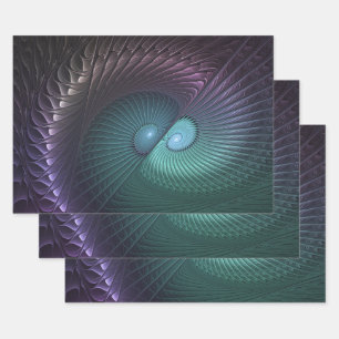 Two Spirals Colorful Modern Abstract Fractal Art Wrapping Paper Sheets