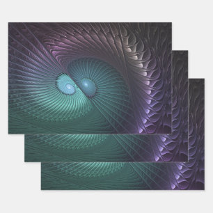 Two Spirals Colorful Modern Abstract Fractal Art Wrapping Paper Sheets