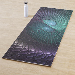 Two Spirals Colorful Modern Abstract Fractal Art Yoga Mat