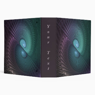Two Spirals Colorful Modern Abstract Fractal Text 3 Ring Binder