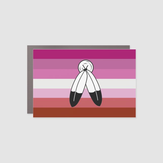 Two-Spirit Lesbian Pride Flag Stripes Car Magnet (Front)