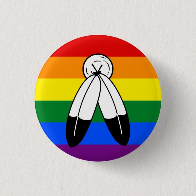 Two Spirit LGBT Pride Flag Badge Button (Front)