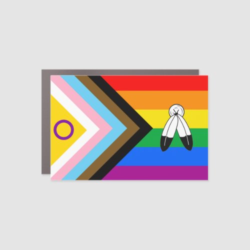 Two_Spirit LGBTQ Inclusive Progress Pride Flag Car Magnet