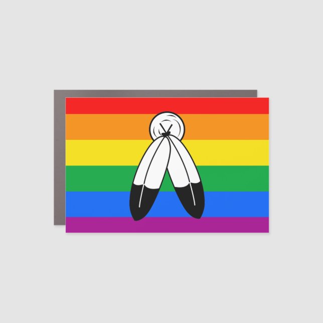 Two-Spirit LGBTQ+ Pride Flag Car Magnet (Front)