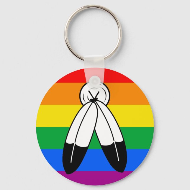 Two-Spirit LGBTQ+ Pride Flag Keychain (Front)